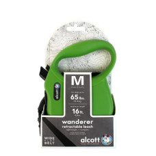 ALCOTT - Рулетка для собак до 30кг, 5м, лента, антискользящая ручка, зеленая (WANDERER)