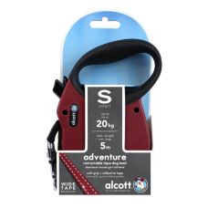 ALCOTT - Рулетка для собак до 20кг, 5м, лента, антискользящая ручка, бордовая (ADVENTURE)