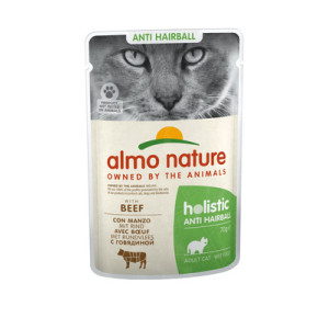 Almo Nature - Паучи для кошек с говядиной для вывода шерсти, 30штx70гр
