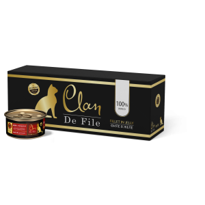 CLAN De File - Консервы для кошек, говядина в желе с таурином и оливковым маслом, упаковка 16шт x 100г