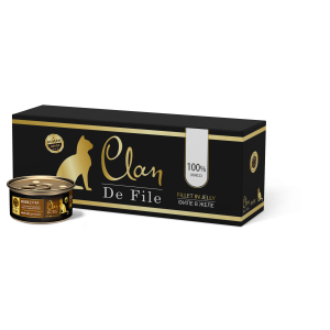 CLAN De File - Консервы для кошек, утка в желе с таурином и инулином, упаковка 16шт x 100г