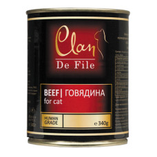 CLAN De File - Консервы для кошек, говядина в желе с таурином и оливковым маслом, упаковка 12шт x 340г