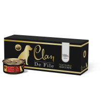 CLAN De File - Консервы для собак, говядина в желе с экстрактом юкки и льняным маслом, упаковка 16шт x 100г