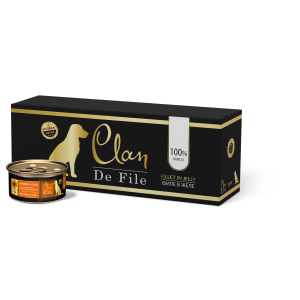CLAN De File - Консервы для собак, курица в желе с экстрактом юкки и пивными дрожжами, упаковка 16шт x 100г