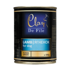 CLAN De File - Консервы для собак, ягненок в желе с экстрактом юкки и пивными дрожжами, упаковка 12шт x 340г