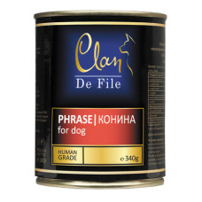 CLAN De File - Консервы для собак, конина в желе с экстрактом юкки и рыбьим жиром, упаковка 12шт x 340г