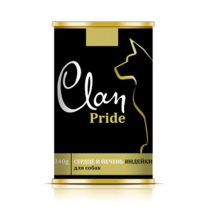 CLAN PRIDE - Консервы для собак, сердце и печень индейки в желе, упаковка 12шт x 340г