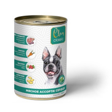 Clan CLASSIC - Паштет для собак, мясное ассорти с сердцем, брусникой и морковью, упаковка 12шт x 340г