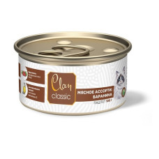 Clan CLASSIC - Паштет для котят, мясное ассорти с бараниной, брусникой и рыбьим жиром, упаковка 16шт x 100г