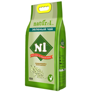 N1 - Комкующийся древесный (гималайский кедр) наполнитель Naturel "Зеленый чай" 17,5л