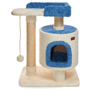 Игровой комплекс-когтеточка для кошек, белый/голубой, 75x47x85см (SOMERO)