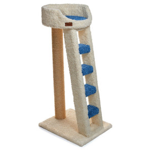 Игровой комплекс-когтеточка для кошек, белый/голубой, 56x43x113см (MALMO)