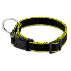 Saival - Ошейник для собак, 25-40х1,5см, "Цветной край", жёлтые края (Premium)