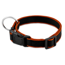 Saival - Ошейник для собак, 25-40х1,5см, "Цветной край", оранжевые края (Premium)