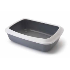 Savic - Туалет для кошек, с насадкой бортиком, серый, 50x37x14см (IRIZ)