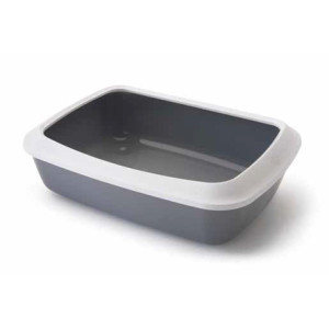 Savic - Туалет для кошек, с насадкой бортиком, серый, 50x37x14см (IRIZ)