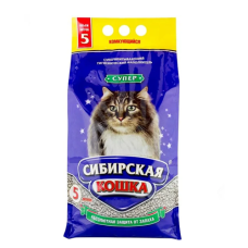 Сибирская кошка - Супер комкующийся наполнитель крупные гранулы 5л