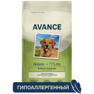 Сухой корм для взрослых собак с чувствительным пищеварением с ягненком и бурым рисом, полнорационный
