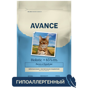 Сухой корм для взрослых кошек с чувствительным пищеварением с лососем и бурым рисом, полнорационный