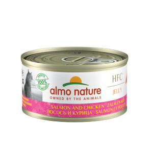 Almo Nature - Консервы для кошек с лососем и курицей, 24штx70гр