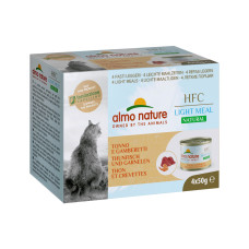 Almo Nature - Набор 4 шт. по 50 г. низкокалорийные консервы для кошек "тунец и креветки" (natural light meal - tuna and shrimp)