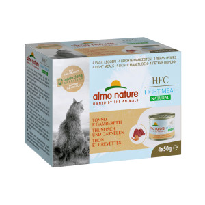 Almo Nature - Набор 4 шт. по 50 г. низкокалорийные консервы для кошек "тунец и креветки" (natural light meal - tuna and shrimp)