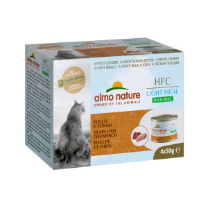 Almo Nature - Набор 4 шт. по 50 г. низкокалорийные консервы для кошек "курица и тунец" (natural light meal - chicken and tuna)