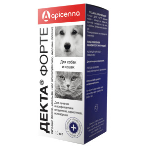 Apicenna - Декта Форте - Капли для собак и кошек, лечение и профилактика при отодектозе, саркоптозе и нотоэдрозе, 10 мл