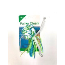 Feline Clean игрушка для кошек мячик из каната, ленты и перья (Dental)