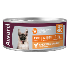 AWARD - Влажный корм для котят, паштет из курицы с морковью