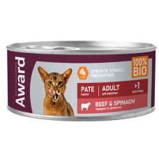 AWARD - Влажный корм для кошек паштет из говядины со шпинатом