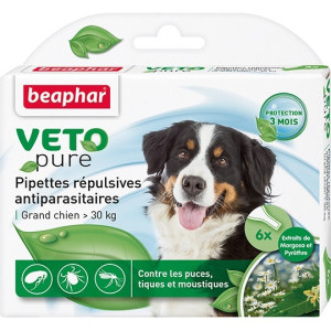Beaphar - Капли для собак крупных пород от блох, клещей и комаров, 6 пипеток по 2 мл. (Bio Stop On)