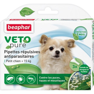 Beaphar - Капли для собак мелких пород от блох, клещей и комаров, 3 пипетки по 1 мл. (Bio Stop On)