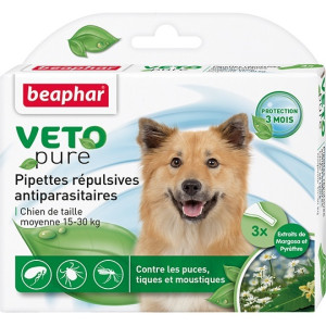 Beaphar - Капли для собак средних пород от блох, клещей и комаров, 3 пипетки по 2 мл. (Bio Stop On)