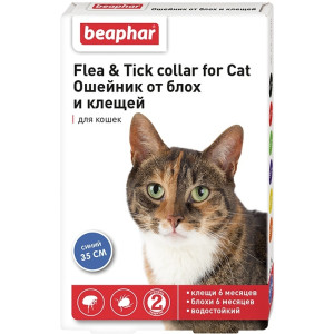 Beaphar - Ошейник для кошек синий от блох 6 мес. и клещей 6 мес. 35 см, 1 шт. (Flea & Tick Collar)