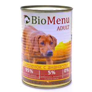 BioMenu - Консервы для собак с цыпленком и ананасом