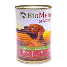 BioMenu - Консервы для собак с индейкой и кроликом (гипоаллергенные)