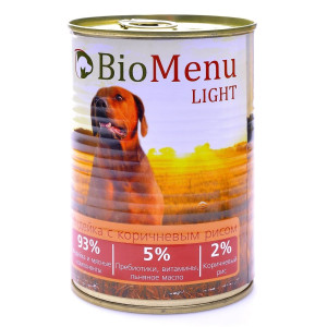 BioMenu - Консервы для собак с индейкой с коричневым рисом (низкокалорийные)