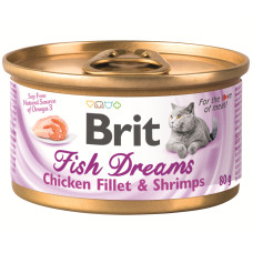 Brit - Консервы для кошек с куриным филе и креветками