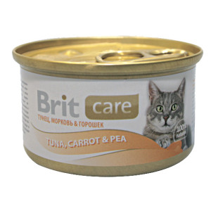 Brit - Консервы для  кошек Тунец, морковь и горошек (Tuna,Carrot&Pea)