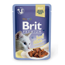 Brit - Паучи premium для кошек кусочки в желе из филе говядины