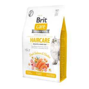 Brit - Сухой гипоаллергенный корм care cat gf haircare healthy & shiny coat со свежим мясом лосося и курицы для кошек красивая кожа и шерсть