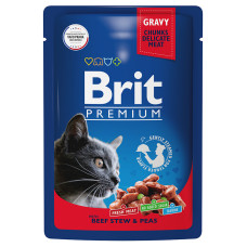 Brit - Паучи для кошек с говядиной и горошком