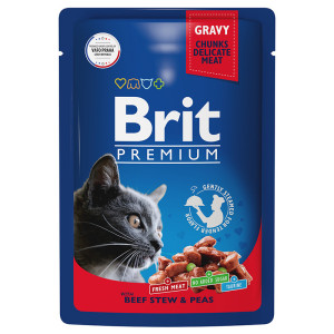 Brit - Паучи для кошек с говядиной и горошком