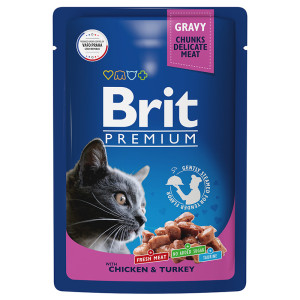 Brit - Паучи для кошек сsцыпленком и индейкой