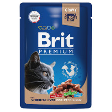 Brit - Паучи для стерилизованных кошек с куриной печенью в соусе
