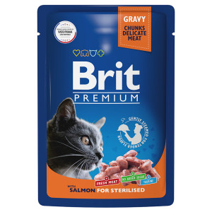 Brit - Паучи для стерилизованных кошек с лососем в соусе