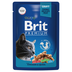 Brit - Паучи для кошек сsцыпленком и перепелкой в соусе