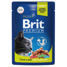 Brit - Паучи для кошекsс ягненком и говядиной в соусе
