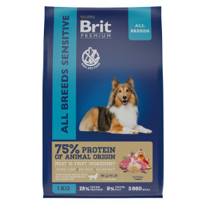 Brit - Корм премиум класса с ягненкомsи индейкой для собак всех пород с чувствительным пищеварением